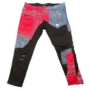 Jordan Craig Red Black Ross Legacy Edition Bandana Patchwork Pants Mens 44/32
